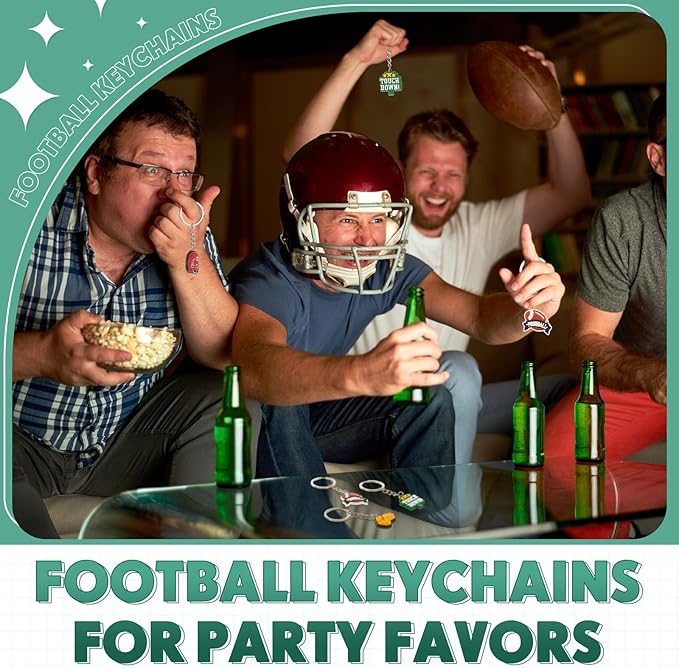 Batiyeer 36 Pack Football Keychains Bulk Party Favors Sports Ball Key Chains Funny Keyring Gifts for Women Men Birthday Supplies
