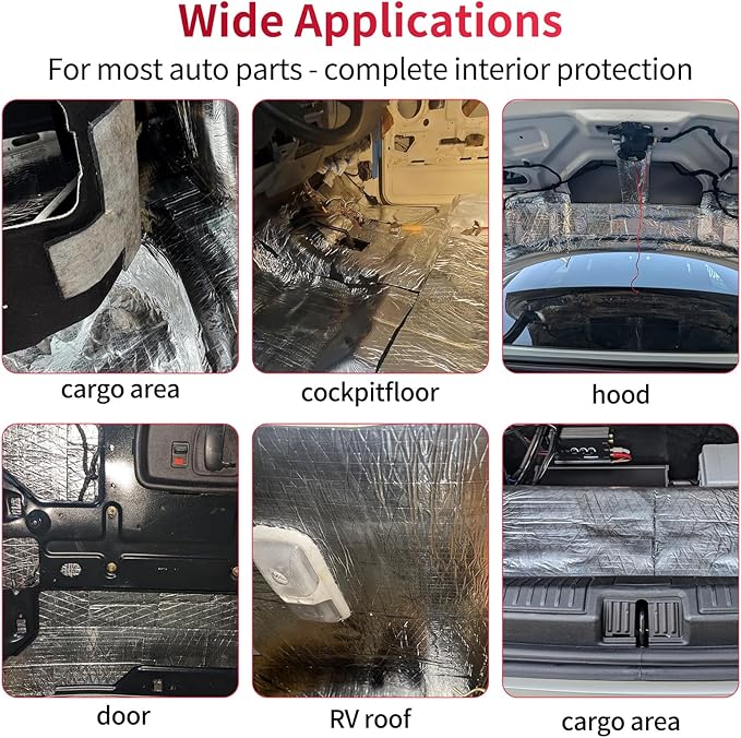 197mil 49.73sqft Sound Deadening Mat, Heat Shield Automotive Carpet Car Insulation Foam Board Sound Dampening, Aluminum Foil Finish Noise Insulation and Vibration Dampening Material