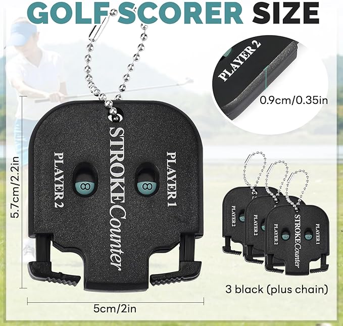 3 pcs Mini Golf Score Counter, Golf Stroke Counter for Glove, Golf Score Indicator for Golf Game Scorekeeper Outdoor Sport Scoreboard