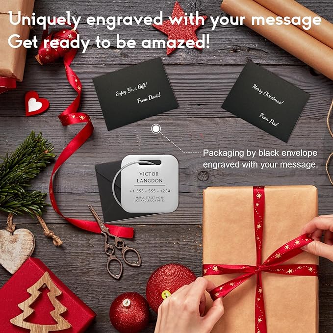 Stainless Luggage Tags for Suitcases: Metal Personalized Luggage Tags and Bags with Customizable Texts (Silver)
