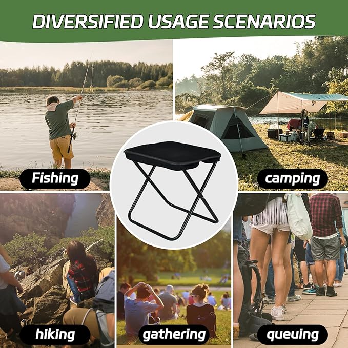 Collapsible Stool, Portable Chair, Lightweight Portable Stool for Adults, Portable Chairs for Adults, Holds Up to 220LBS, Ideal for Camping, Hiking, Outdoors, and Events