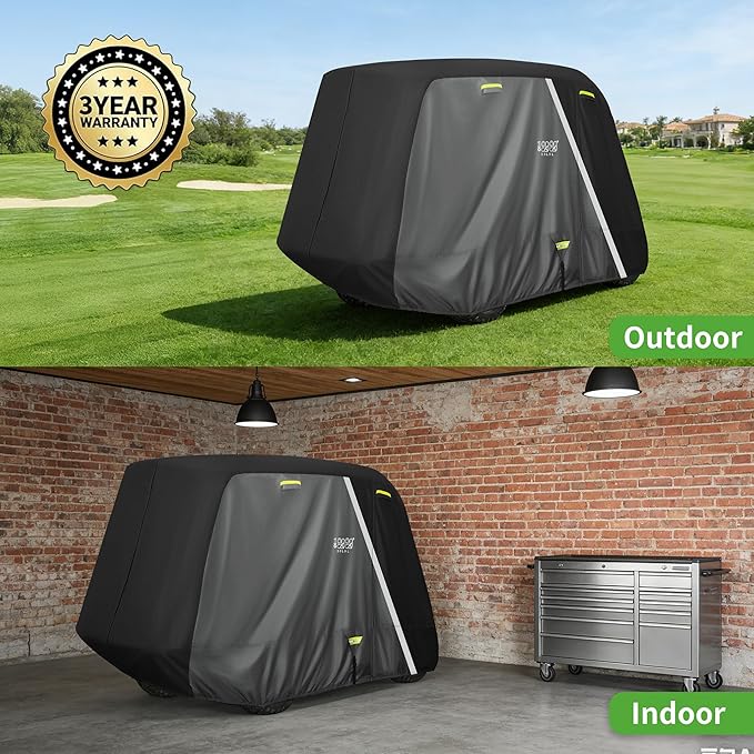 10L0L Heavy Duty 650D Golf Cart Cover for 2/4/6 Passengers EZGO, Club Car and Yamaha, All Weather Outdoor Protection Weatherproof