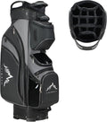 14-Way Golf Cart Bag with Full Length Divider, Premium PU Leather Golf Bag with Plush Top, Magnetic Pocket and Rain Cover for Men