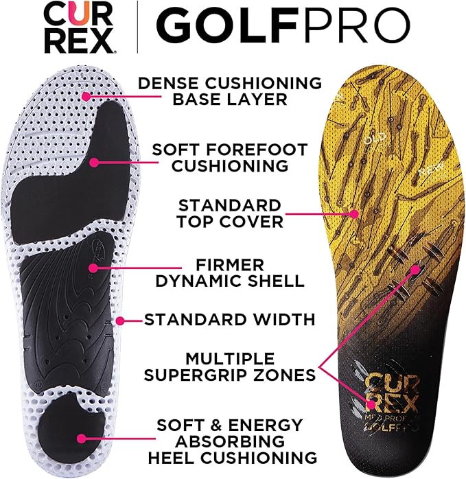 CURREX GolfPRO Insole - Men, Women & Youth Dynamic Support Insole - for Perfect Support & Posture on The Course - More Precision & Superior Comfort During The Game