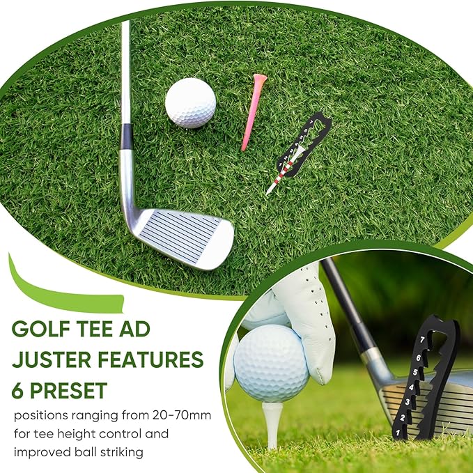 2 Pcs Golf Tee Height Adjuster Acrylic 7 Settings Adjustments Tee Height Positioner Golf Accessories Training Aid Setter for Consistent Swings for Indoor Outdoors