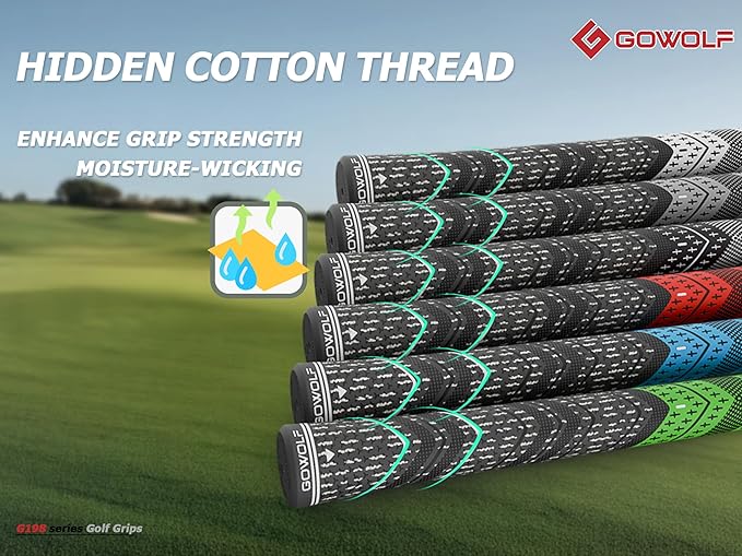 Gowolf Golf Grip Cord Rubber Multi-compound Golf Driver Irons Club Choose 13 Grips with 15pcs Tapes Or Full Kit choose one