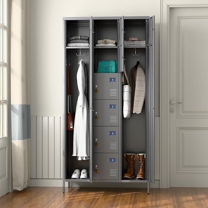 METAN Metal Locker for School Office Gym Bedroom, 10 Doors Steel Storage Locker Cabinet for Employees, Industrial Storage Locker, Assembly Required (Dark Gray)
