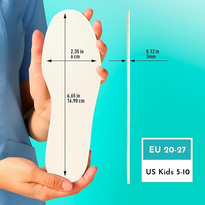 Shoe Filler Insert - Full Length Daily Latex Foam Shoe Inserts, Shoe Insoles for Shoes That are Too Big, 3 Pairs (EU 20-27, US Kids 5-10)