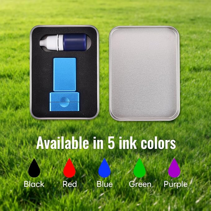Golf Ball Stamp Personalized Marker - Premium Metal Custom Golf Ball Stamp - Quick-Dry Ink Monogram Identifier - Unique Golfing Accessories Gifts for Men Dad (Blue)