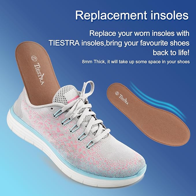 2 Pair -Shoe Inserts for Mens Memory Foam Insoles,Replacement Insoles for Work Boots Running Shoes, Cushion Shock Absorbing for Foot Pain Relief, Comfort Breathable Inner Soles Brown 43EU,US10