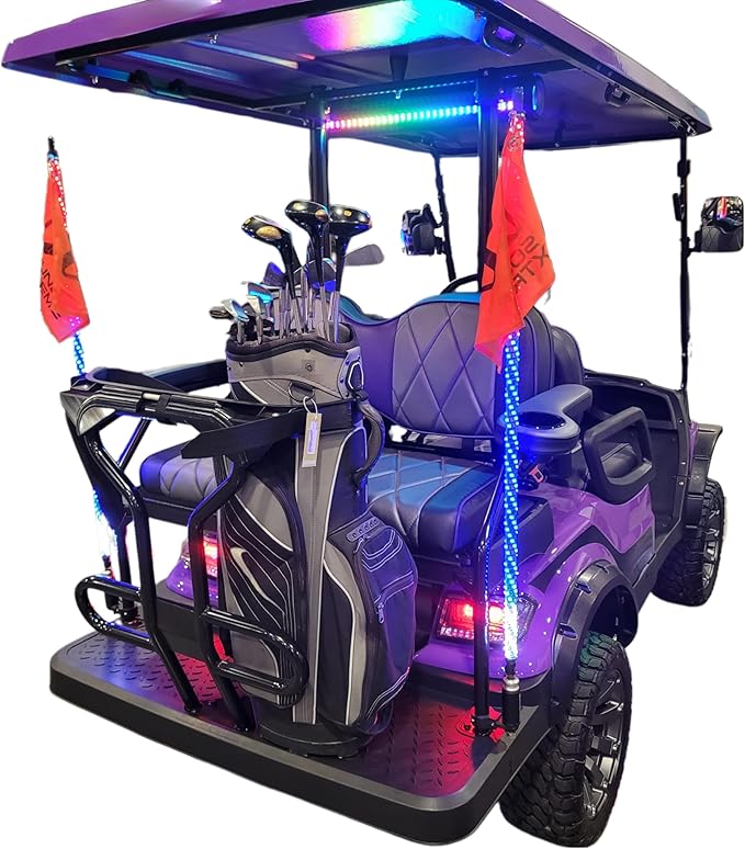 Golf Bag Holder fits on Golf Cart Rear Seat Grab Bar, for ICON OEM Round Tube Style Grab Bars, No Drilling Required