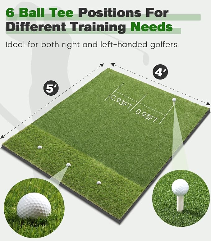 Premium Dual-Turf Golf Mat: 5x4ft Thickened for Backyard, Driving Range, Indoor & Outdoor Practice Hitting, Swing & Chipping, Ideal Gifts for Men Dad