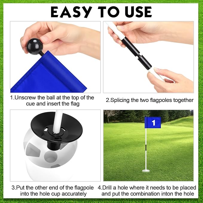 Hungdao 3 Set Golf Flagstick Mini Putting Green Flag for Yard Golf Pin Hole Cup and Flag Set Portable Practice Putting Green Flagsticks for Driving Range Backyard Gift Idea (Cute,Assorted)