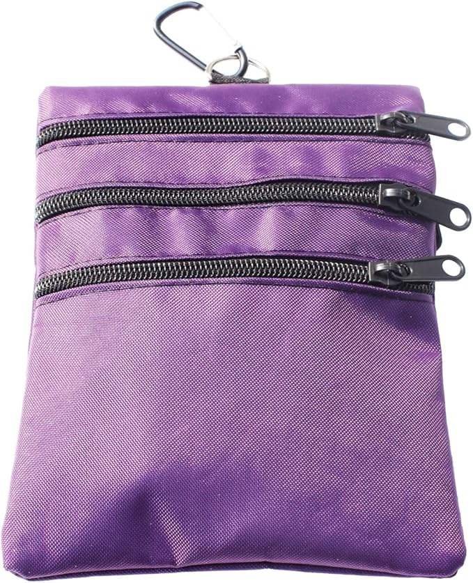Golf valuables Pouch, Zipper Golf Ball Bag with 4 Pockets, Golf Accessories Pouch for Storing Balls,tees,Mobile Phone,Keys, Cards and Cash, Great Gift for Golfers