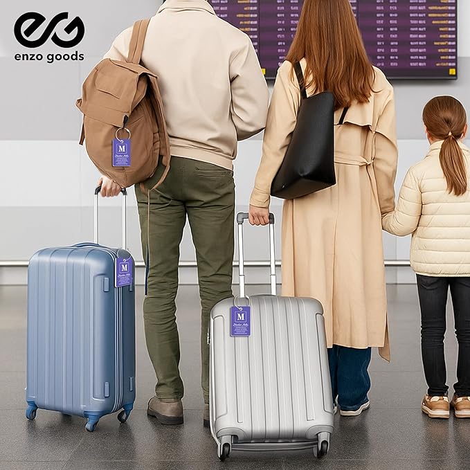 Personalized Luggage Tag | 10 Pack | Custom Luggage Tags for Suitcases | Kids Backpack Tag | 10 Color Options & Choose Font, Font Color