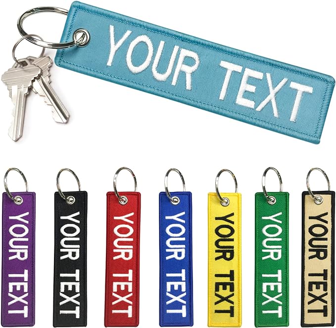 mvcen Personalized Keychain, Embroidery Keychain Double Side Custom Key Tag Customized Key Chain Key Ring Accessories for Backpack, Cars, Motorcycles, Scooters