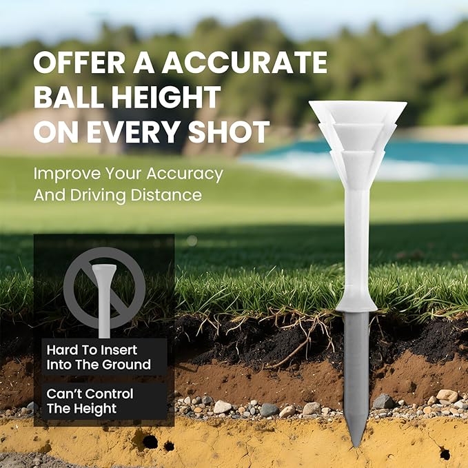 FINGER TEN Unbreakable Golf Tees Plastic 3 1/4 inch Value 50/100 Pack, Low Friction & Low Ball Spin Long Tees to Improve Distance & Accuracy, Durable Tees with Assorted Colors to Practice