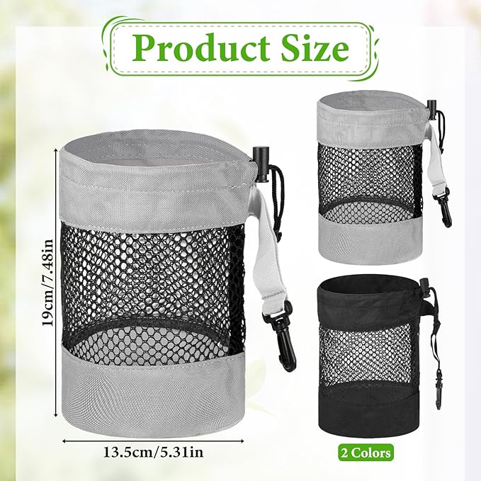 Prasacco 2 Pcs Golf Ball Storage Bag, Nylon Mesh Golf Pouch Drawstring Organizer, Large Capacity Golfs Shag Bag for Balls and Tees