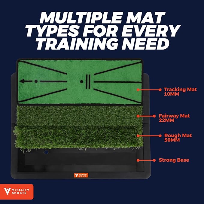 Golf Hitting Mat, 4 PCS Dual Turf Golf Practice Mat for Indoor Outdoor Swing Path Feedback, Driving, Chipping, Putting, Durable Artificial Grass Golf Mats for Men Women, 20"x16" Training Aid with Tees