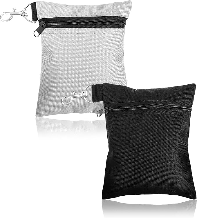 2 Pcs Golf Tee Pouch Golf Tee Bag Accessory Bag with Zipper & Clip for Men Women