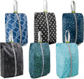 BeeGreen Shoe Organizer Shoe Bags For Travel with Zipper Closure, Shoe Storage Organizer with Handle Travel Bags, Green Blue Lightblue-Geometry, Large, Green Blue Lightblue-geometry