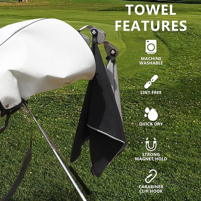 4Monster Golf Towels 3-Pack with Detachable Magnet and Portable Pouch, Quick-Dry Microfiber Golf Towel Set for Golf Bags,Custom Towel Gifts for Men or Women (2, Rifle Green)