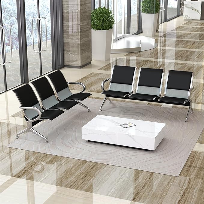 kinbor PU Leather Waiting Room Chairs - Waiting Bench Seating Lobby Chairs for Airport, Bank, Hospital, Salon, Barbershop (Set of 2)