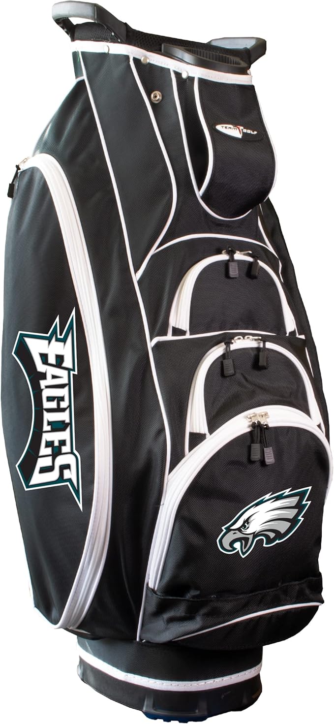 Team Golf NFL Lightweight, 10-Way Club Divider, Spring Action Stand, Insulated Cooler Pocket, Velcro Glove and Umbrella Holder & Lift Assist Handles