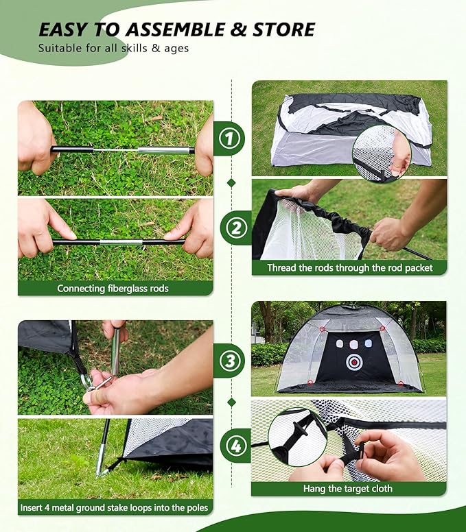 Golf Net, 10 x 7FT Golf Practice Nets for Backyard Driving Hitting Swing Chipping Training with Hitting Mat for Indoor & Outdoor, Gifts for Men Dad Husband Golfers Him