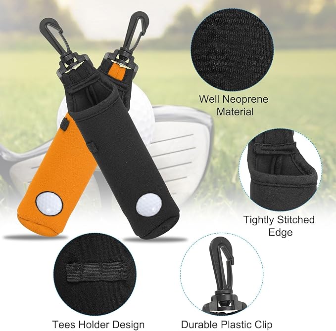 PATIKIL Golf Ball Carry Bag, Golf Tee Holder Pouch Portable Neoprene Golf Ball Holder with Clip for Men and Women Storage Gift