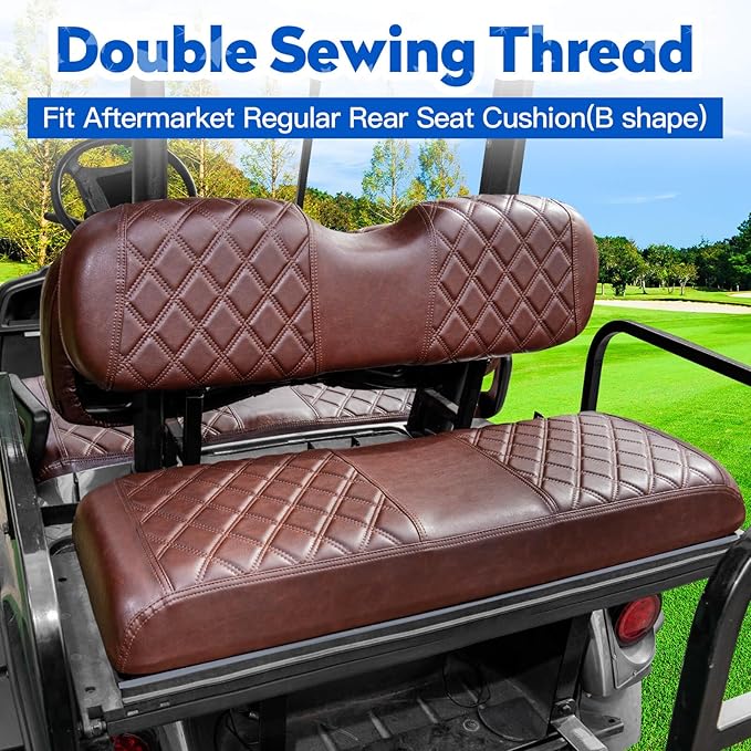 NOKINS 4PCS Golf Cart Seat Covers Kit, Front and Rear Seat Covers Fits Club Car DS Pre-2000 Standard Seat Cushion, Club Car DS Vinyl Seat Covers Accessories(Brown and Brown 8438)