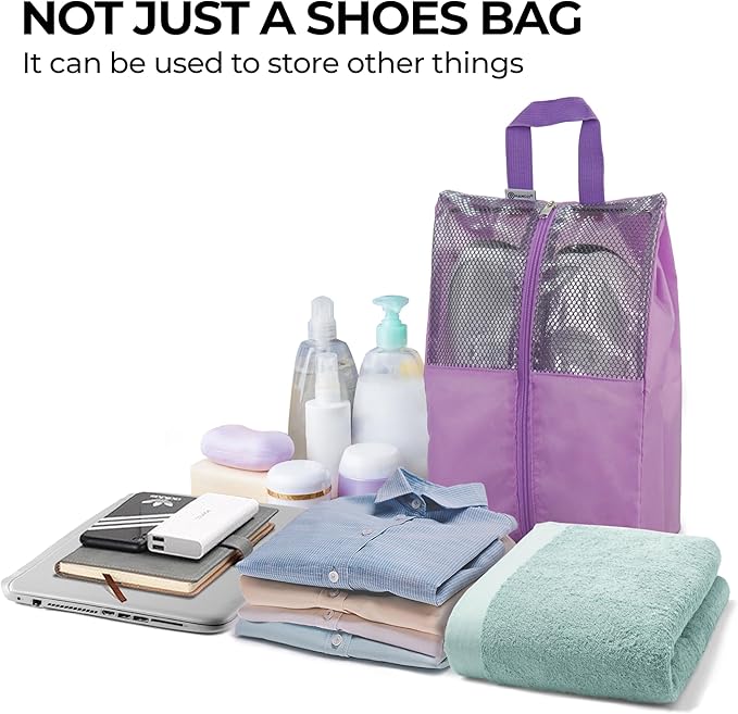 Shoe Bags For Travel, Used As For Storage or Shoe Travel Bag, Space Saving When Travelling With This Travel Shoe Bags For Packing, Sneaker Bag. (Light Purple, 2 Pack, Large)