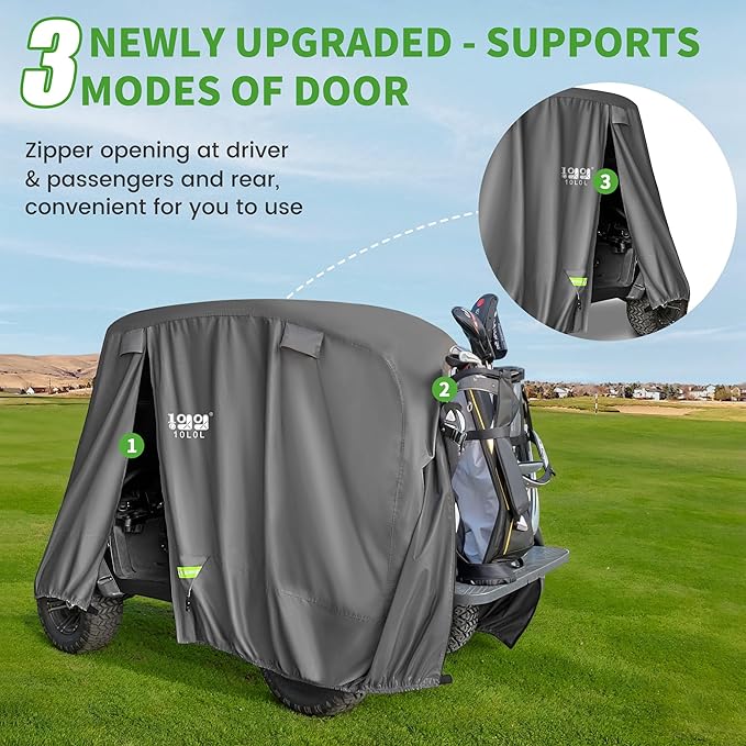 10L0L Heavy Duty 650D Golf Cart Cover for 2/4/6 Passengers EZGO, Club Car and Yamaha, All Weather Outdoor Protection Weatherproof