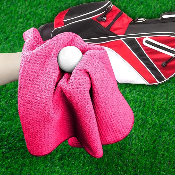 3 Pack 16" X 16" Golf Towels for Golf Bags, Premium Waffle-Pattern Golf Towel with Carabiner Clip, Super Absorbent Microfiber Towel, Golf Accessories for Women. 3 Pcs RolandPurple
