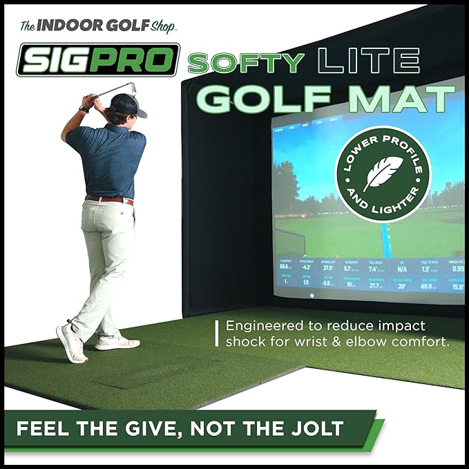 SIGPRO Softy LITE Golf Mat - Lightweight, Space-Saving, Professional-Grade Practice Mat, Realistic Fairway Feel - Replaceable Hitting Strip, Responsive Cushioning & Joint-Friendly