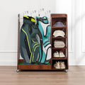 CHARMMA Golf Bag Organizer for Garage, Premium Wooden Golf Clubs Storage Rack Fit 2 Golf Bags, Golf Trunk Organizer for Car Garage Club Shed Basement,35.50x18.00x40.00in