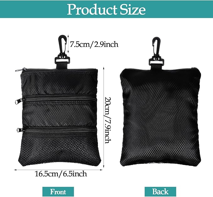 Golf Tee Bag Pouch Multi Pocket Zipper Golf Tee Holder Bag Accessories Organizer for Men and Women