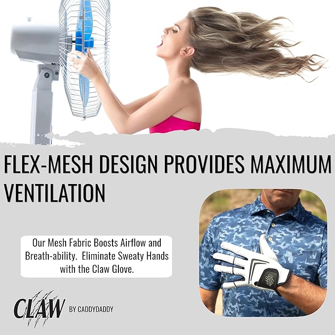 CaddyDaddy Claw Golf Gloves for Men | Flex-Mesh Design for Cool Ventilation | Lasts 3-5 Times Longer Than Leather | Silicone-Web Coating for Maximum Grip | Machine-Washable