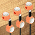 PATIKIL Cable Organizer Holder, 6 Pcs Magnetic Spring Desk Cable Management Clips Adhesive Cord Holder Keepers for Office Desktop Wall Car, Orange