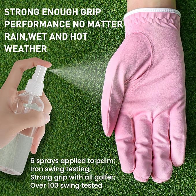 Womens Ladies Golf Rain Gloves Value 3 Pack Left Right Hand, Enhanced Wet Hot Weather Performance Cool Grip, Fit Small Medium Large XL