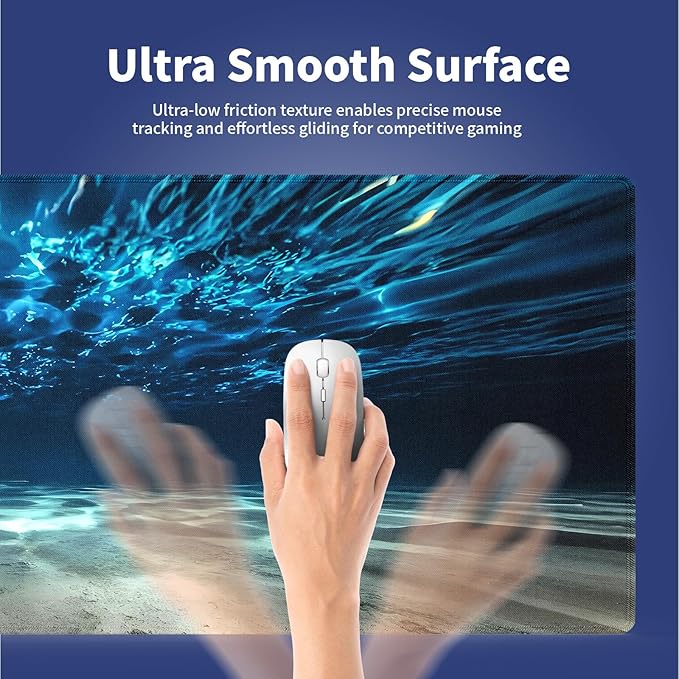Wknoon. Extra Large Gaming Mouse Pad (31.5" x 11.8") with Durable Stitched Edges – Blue Underwater Wonderland The Serene Beauty of Ocean Depths, Anti-Slip Base & Smooth Surface Extended XXL Desk Mat
