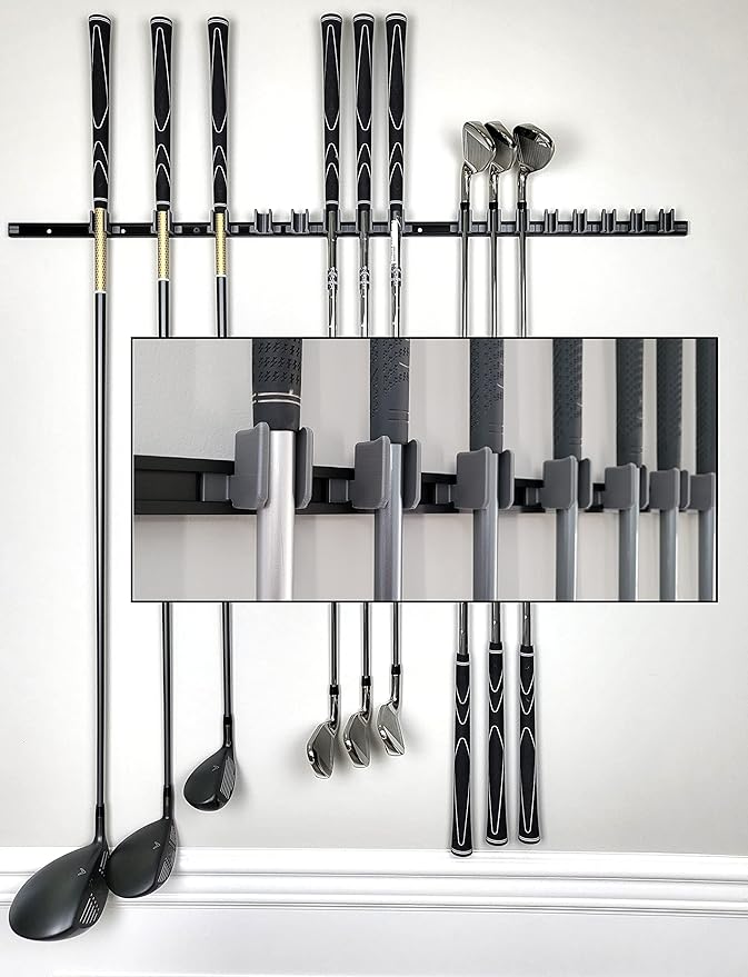 [JINTECH] Golf Club Holder, Wall Display, Wall Hanger, Rack, Mount, Organizer, Hold 17 Clubs on 36" Aluminum Rack (All Grip up)