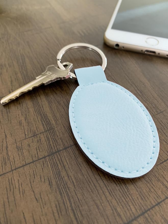 LaserGram Oval Keychain, Golf Ball, Personalized Engraving Included (Light Blue)