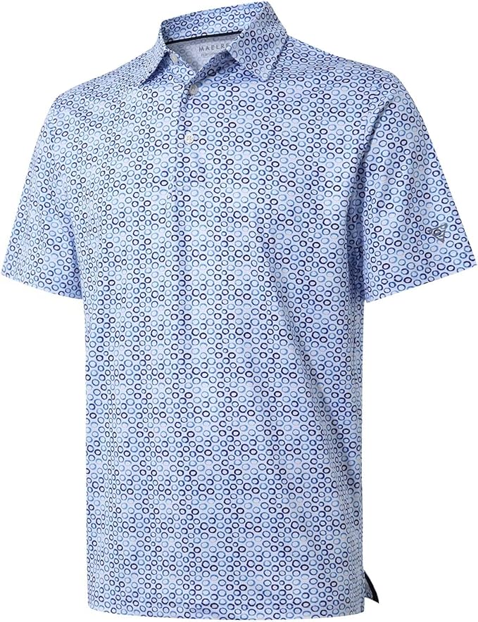 Golf Shirts for Men Dry Fit Short Sleeve Print Performance Moisture Wicking Polo Shirt