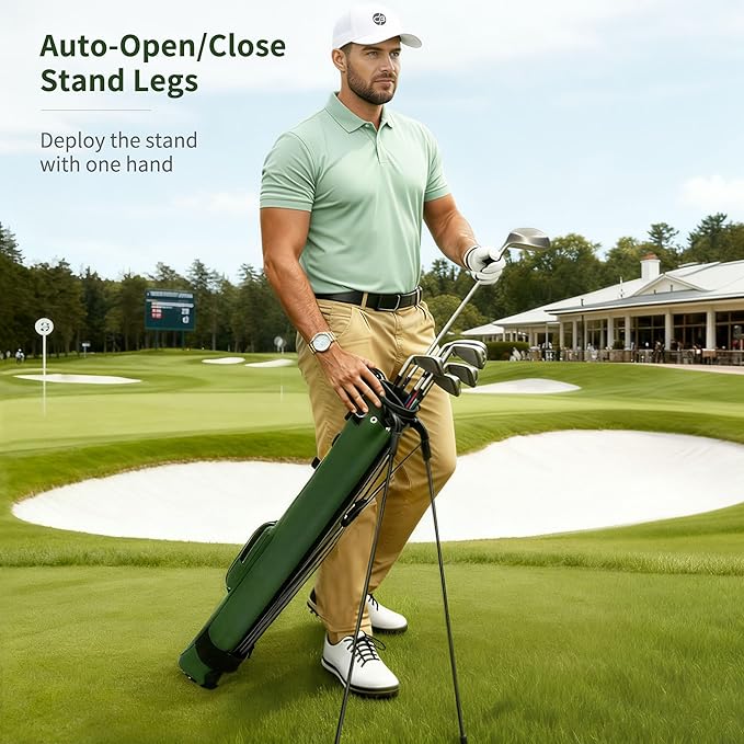 Lightweight Golf Stand Bag, Portable and Durable Golf Carry Bag with Padded Strap and Pocket, Sunday Bag for The Driving Range, 2-Way Divider Practice Bag for Men and Women