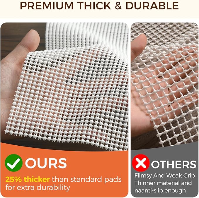 BAGAIL BASICS 2 x 6 FT Rug Pad Gripper for Hardwood Floors, Non Slip Rug Pads for Area Rugs, Extra Thick Under Rug Padding, Protect Your Rugs & Floors