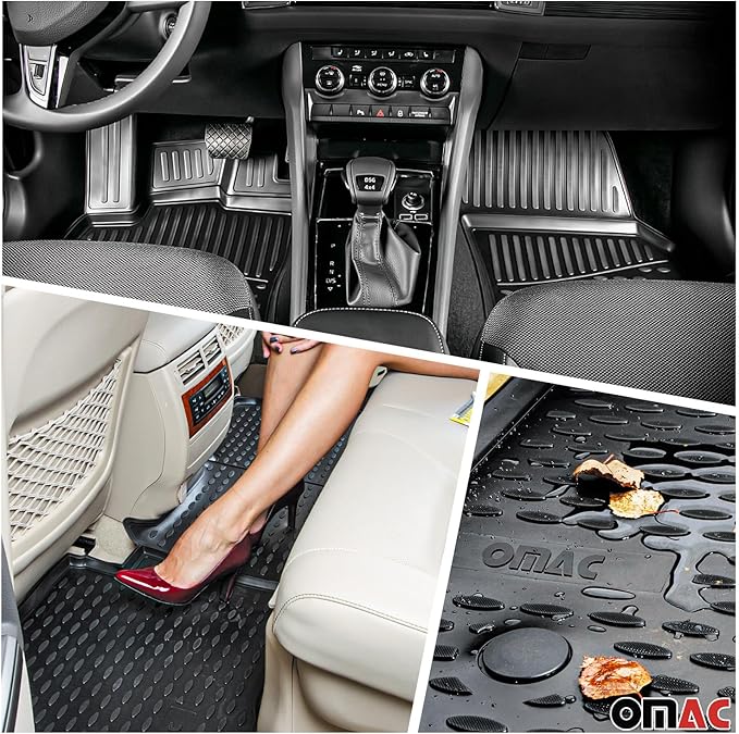 OMAC Custom Floor Mats & Cargo Liners for VW EOS 2007-2016 Black 5 Pcs