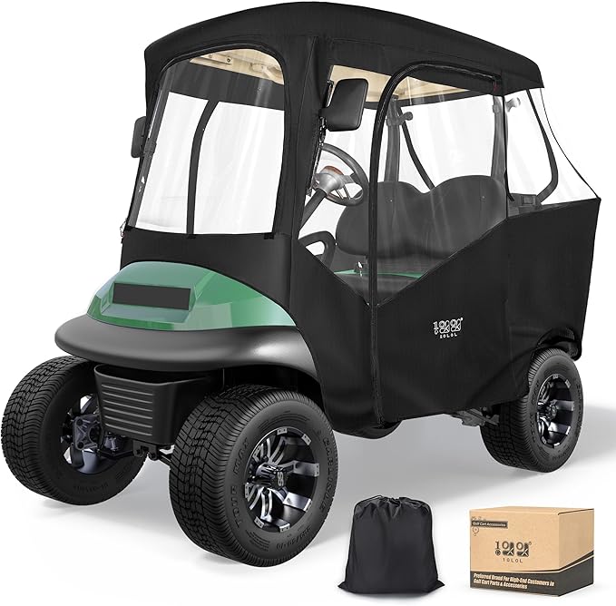 10L0L Golf Cart Driving Enclosures 2 Passenger for Club Car DS & Precedent, 4-Sided Clear Window and Oxford Cloth, Snow Golf Cart Rain Covers All Weather Waterproof Windproof