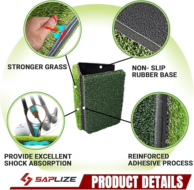 SAPLIZE Foldable Heavy-Duty Golf Hitting Mat with 10mm EVA Backing for Indoor/Outdoor Swing & Chipping, Golf Accessories & Gift for Men & Women