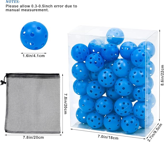 Plastic Golf Balls Practice Limited Flight Golf Training Ball Hollow Swing Practice Indoor Golf Balls with Mesh Drawstring Bag for Backyard Driving Range or Outdoor